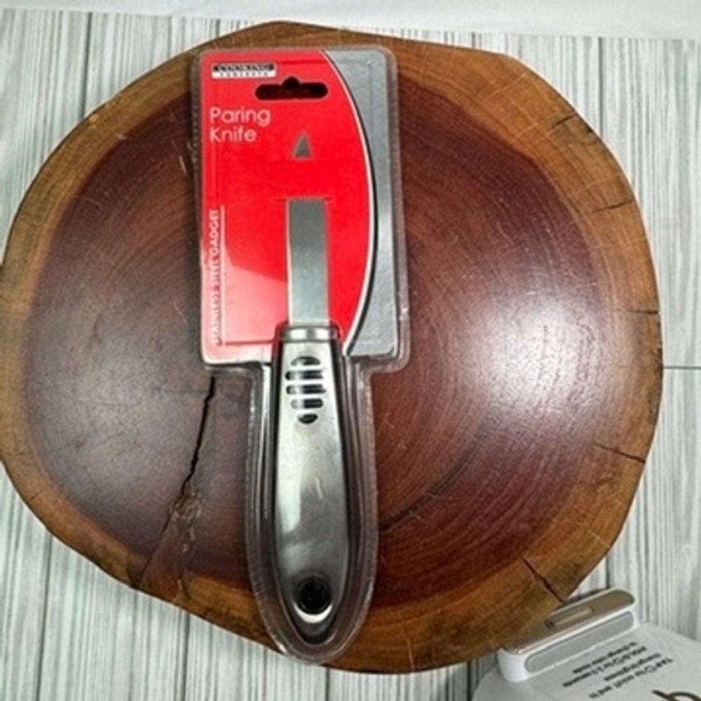 Cooking Concepts Stainless Steel Paring Knife Silver Black Ergonomic Handle NEW